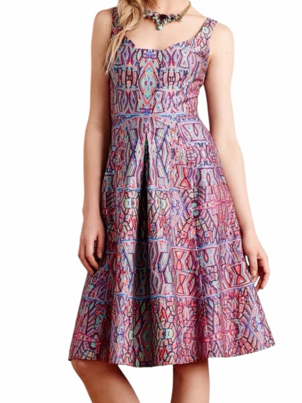 Nanette Lepore Bright Multicolor "Manchu Pichu" Sleeveless Fit-and-Flare Dress